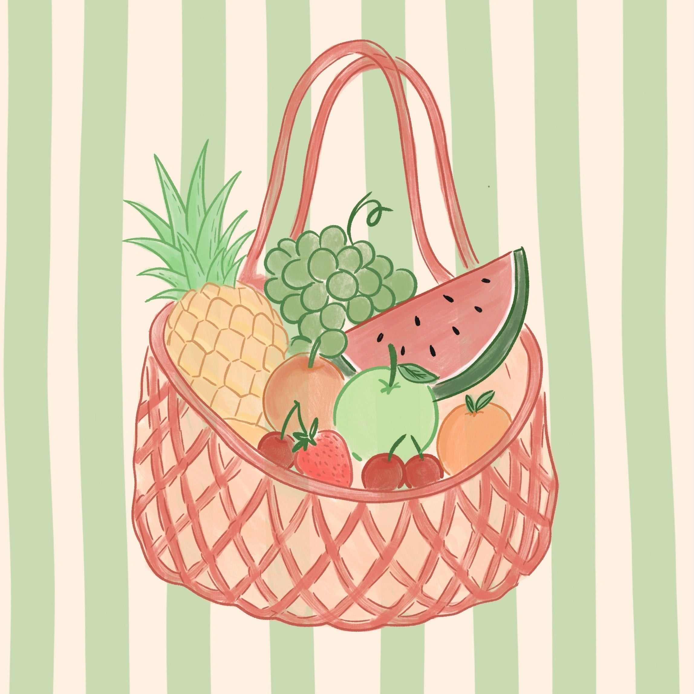 Arte De Pared De Cesta De Frutas De Verano