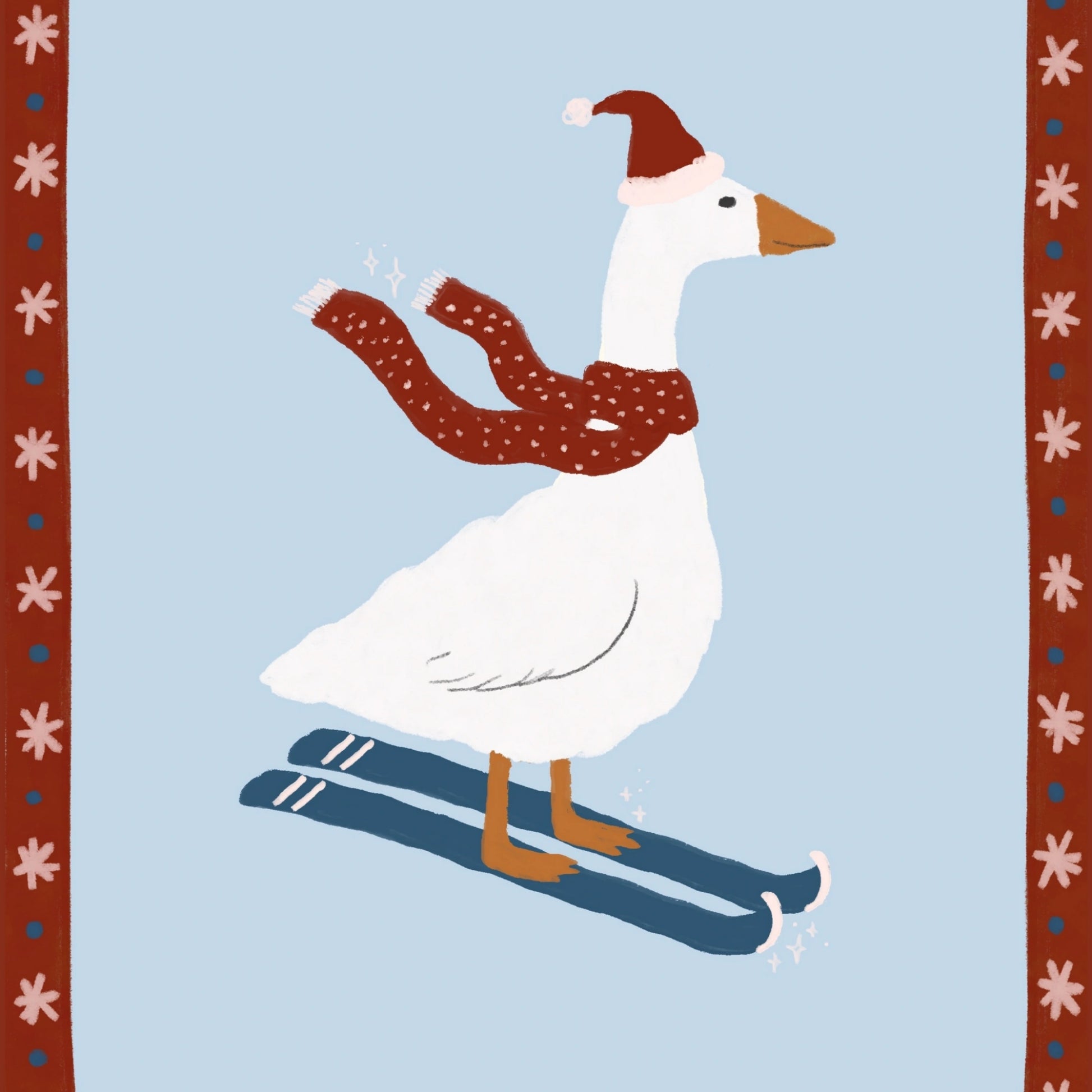Goose on Skis Christmas Wall Art