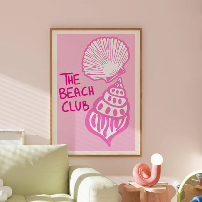 The Beach Club Wall Art Print - Pink Coastal Seashell Poster