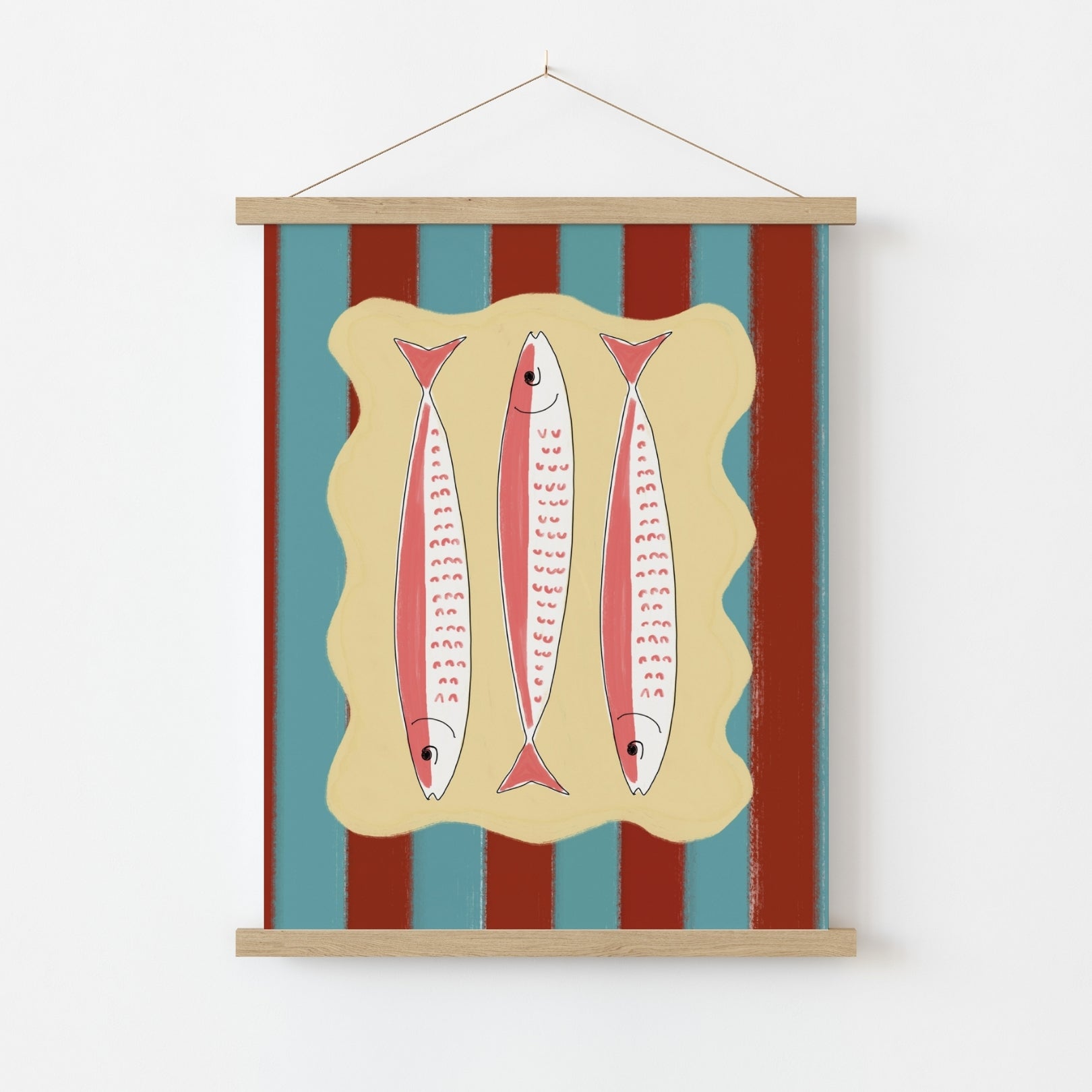 Striped Sardine Trio Kitchen Wall Art