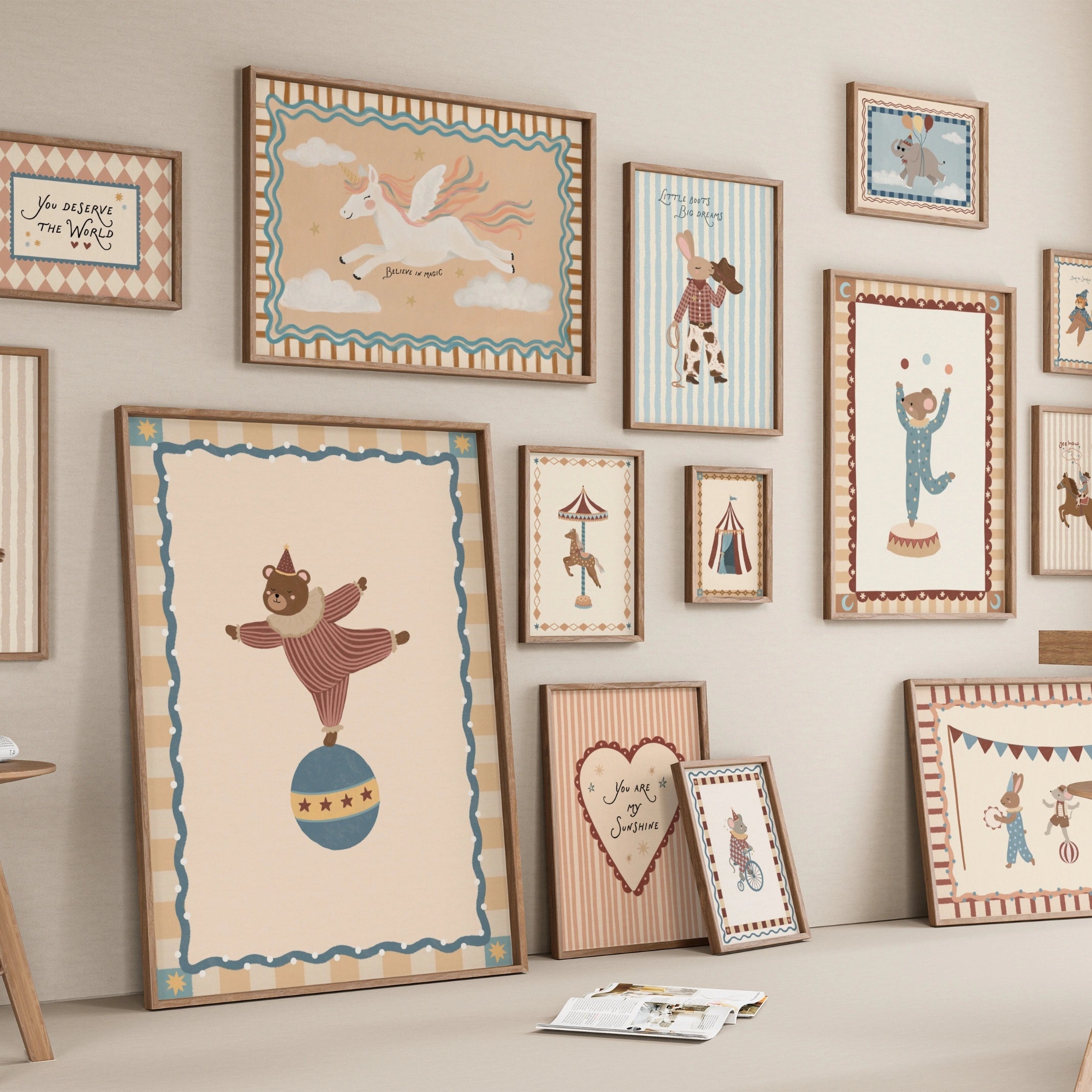 Decoración infantil de circo hecha a mano, 20 láminas