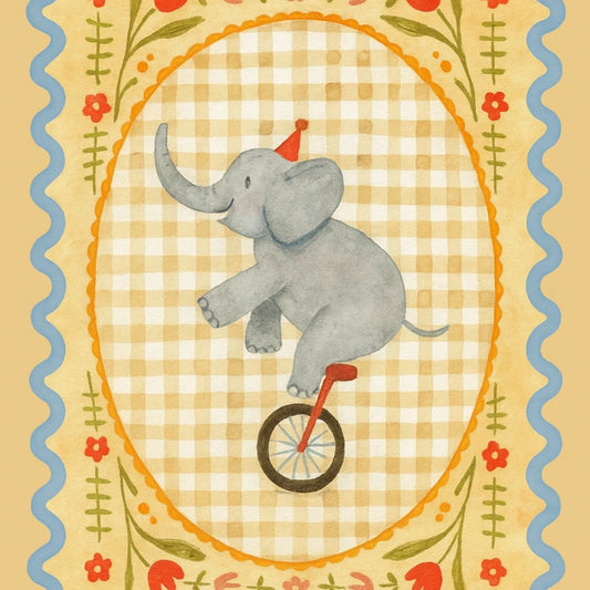Circus Elephant Nursery Print - Cute Animal Wall Art