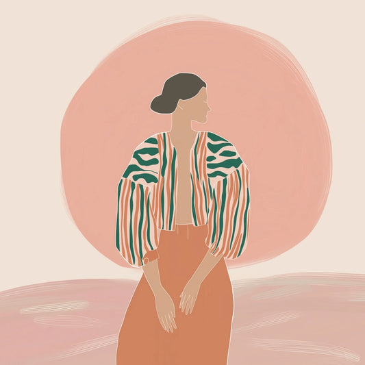 Sunset Aura Boho Wall Art – Dreamy Feminine Silhouette