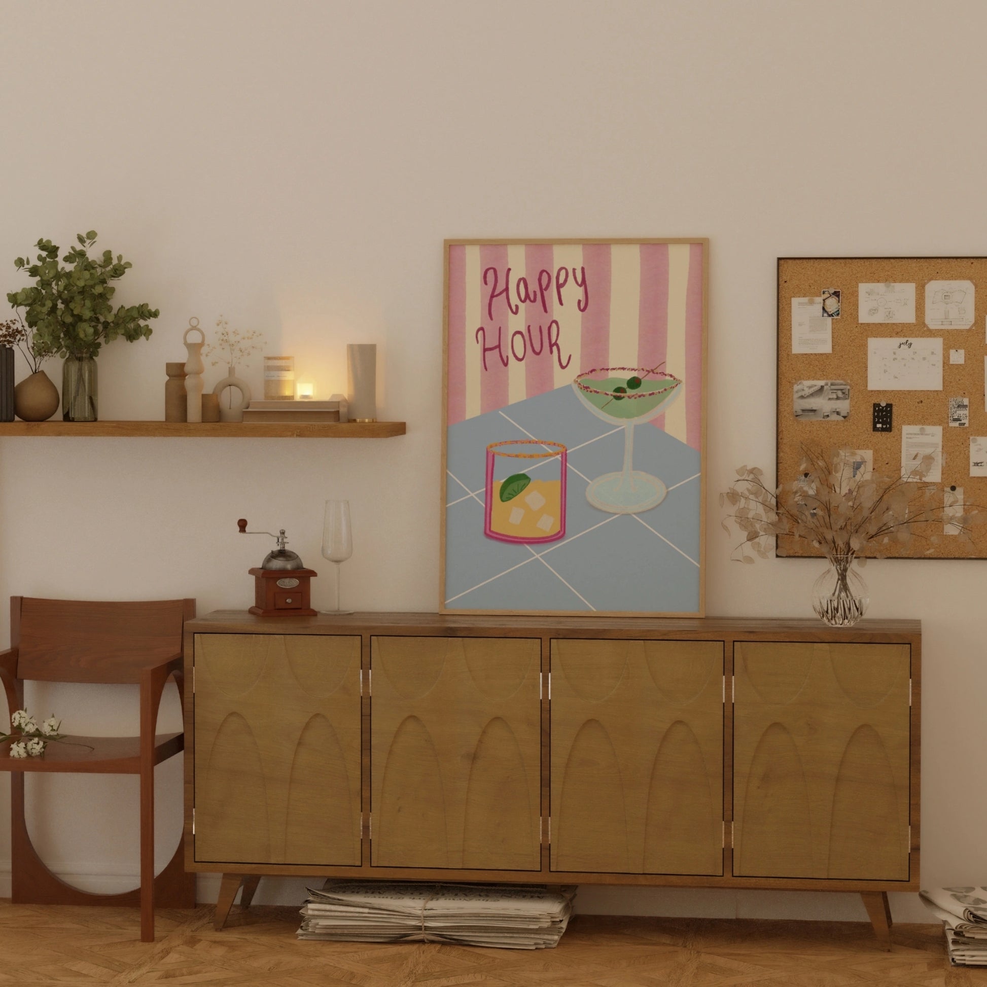 Decorazione murale per la tavola da pranzo italiana – Stampa di pasta, vino e cucina