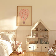 Pink Floral Hot Air Balloon – Nursery & Kids Wall Art