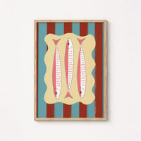 Striped Sardine Trio Kitchen Wall Art