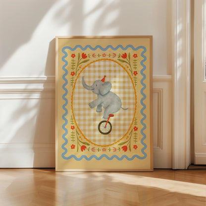 Circus Elephant Nursery Print - Cute Animal Wall Art