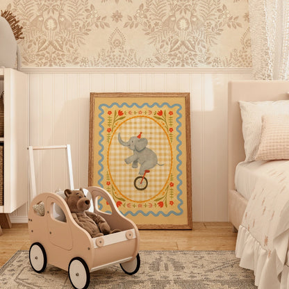 Circus Elephant Nursery Print - Cute Animal Wall Art