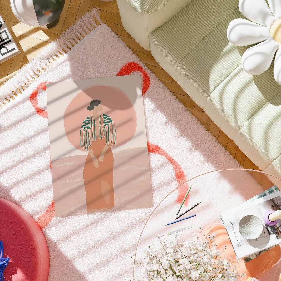Sunset Aura Boho Wall Art – Dreamy Feminine Silhouette