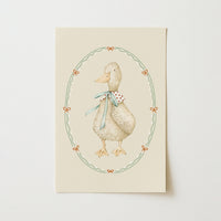 Stampa artistica da parete "Anatra Ricciolina" - Stampa vintage per cameretta con fattoria, decorazioni vintage per camerette