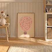 Pink Floral Hot Air Balloon – Nursery & Kids Wall Art