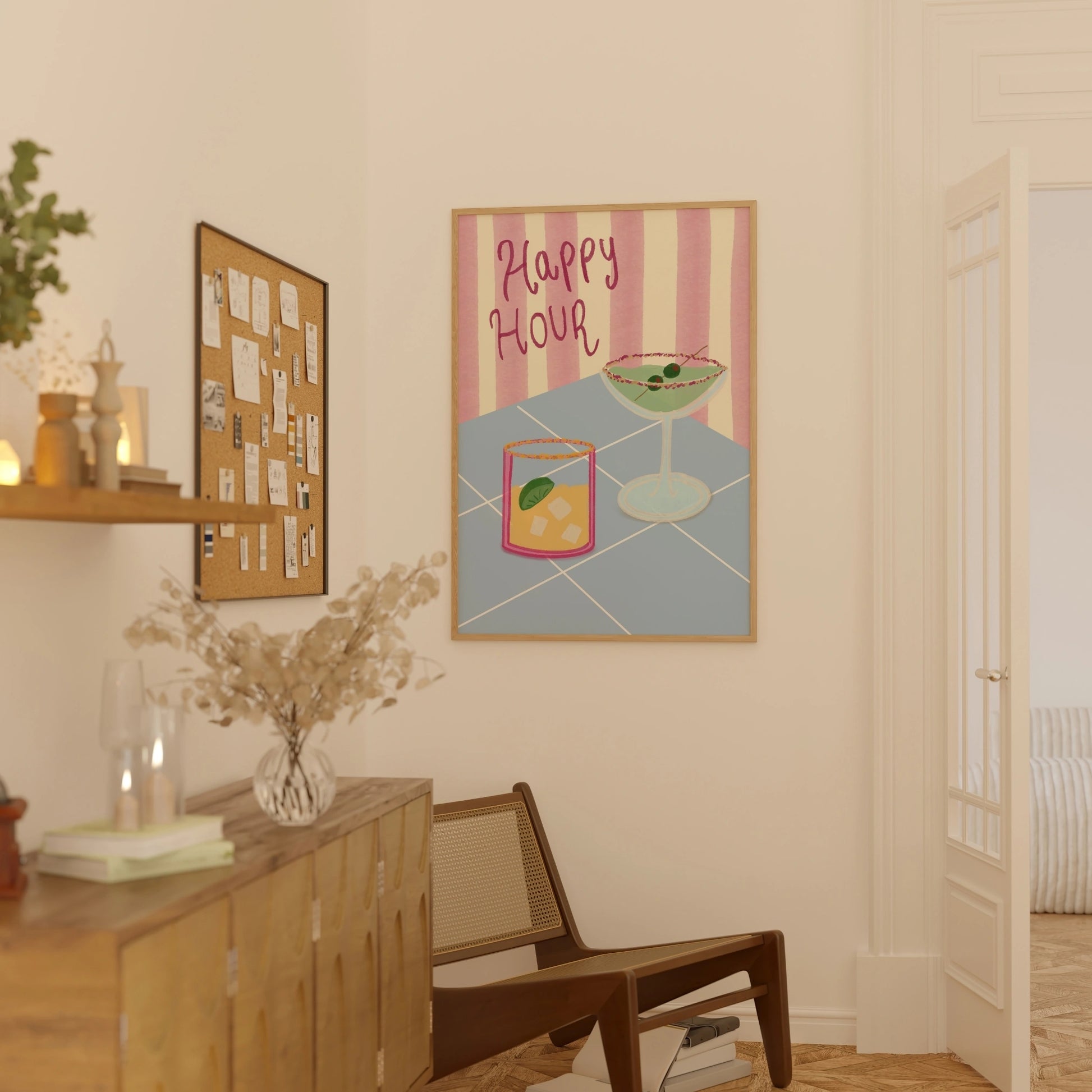 Decorazione murale per la tavola da pranzo italiana – Stampa di pasta, vino e cucina