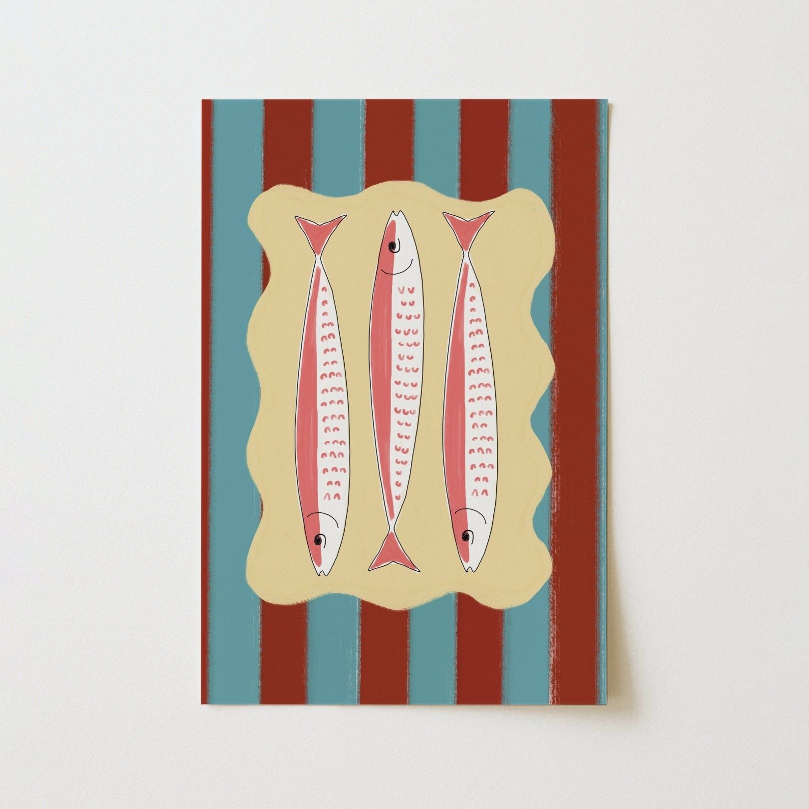 Striped Sardine Trio Kitchen Wall Art