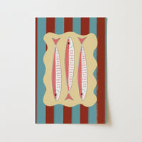 Striped Sardine Trio Kitchen Wall Art