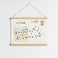 Saltwater and Sunsets Wall Art – Coastal Vintage Postcard Print