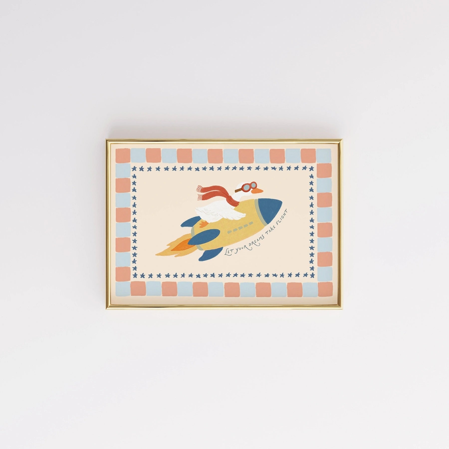 Stampa con coniglietto su razzo