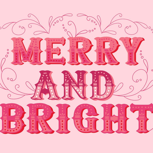 Merry and Bright Christmas Wall Art – Bold Festive Typography Print