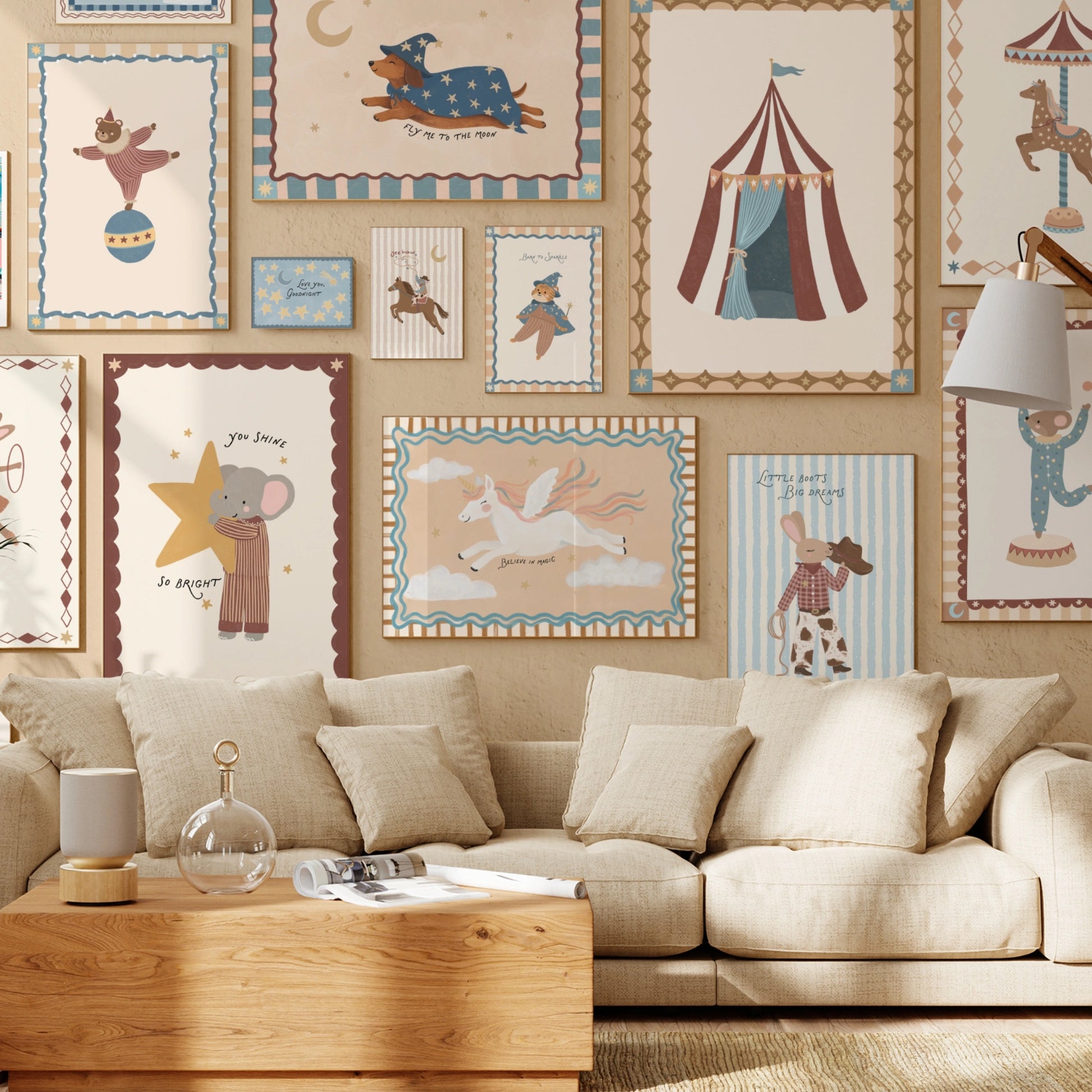 Decoración infantil de circo hecha a mano, 20 láminas