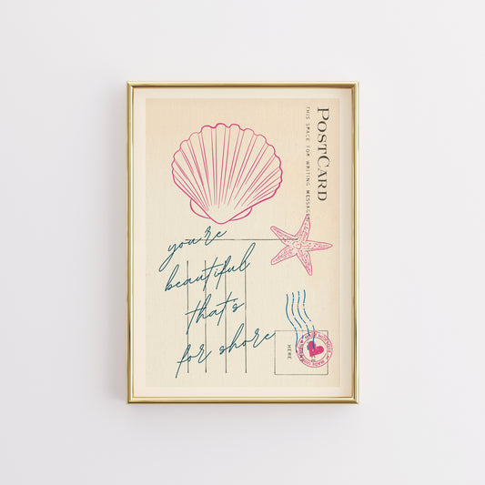Summer postcard Wall Art - Trendy Coastal Print