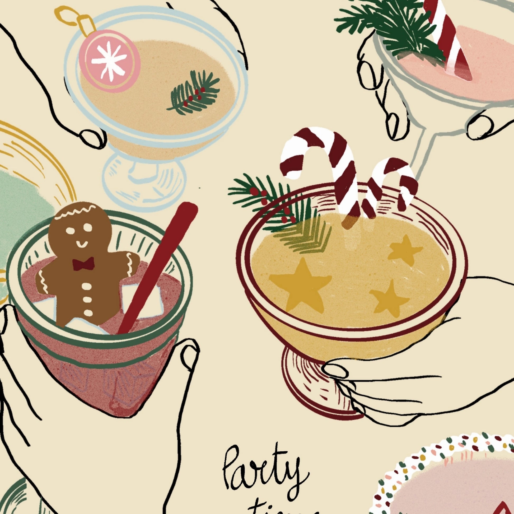 Stampa natalizia con vischio