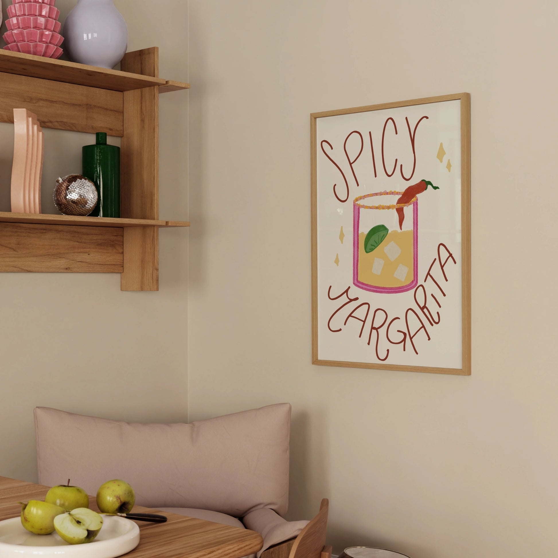 Decorazione murale per la tavola da pranzo italiana – Stampa di pasta, vino e cucina