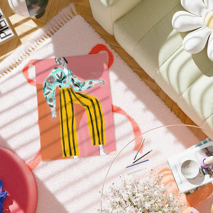 Striped Energy Boho Wall Art – Expressive Fashion Illustration