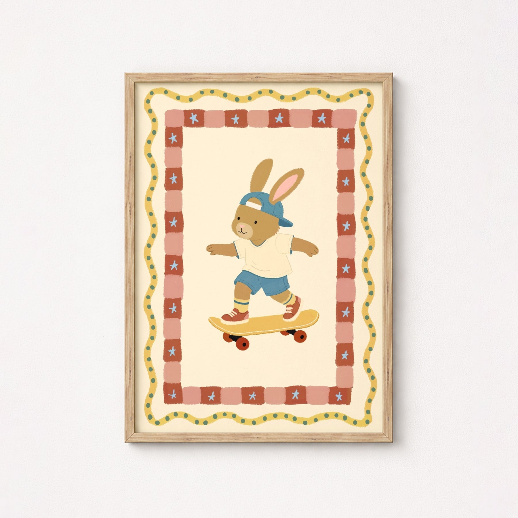 Skateboard Bunny Nursery Wall Art