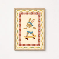 Skateboard Bunny Nursery Wall Art