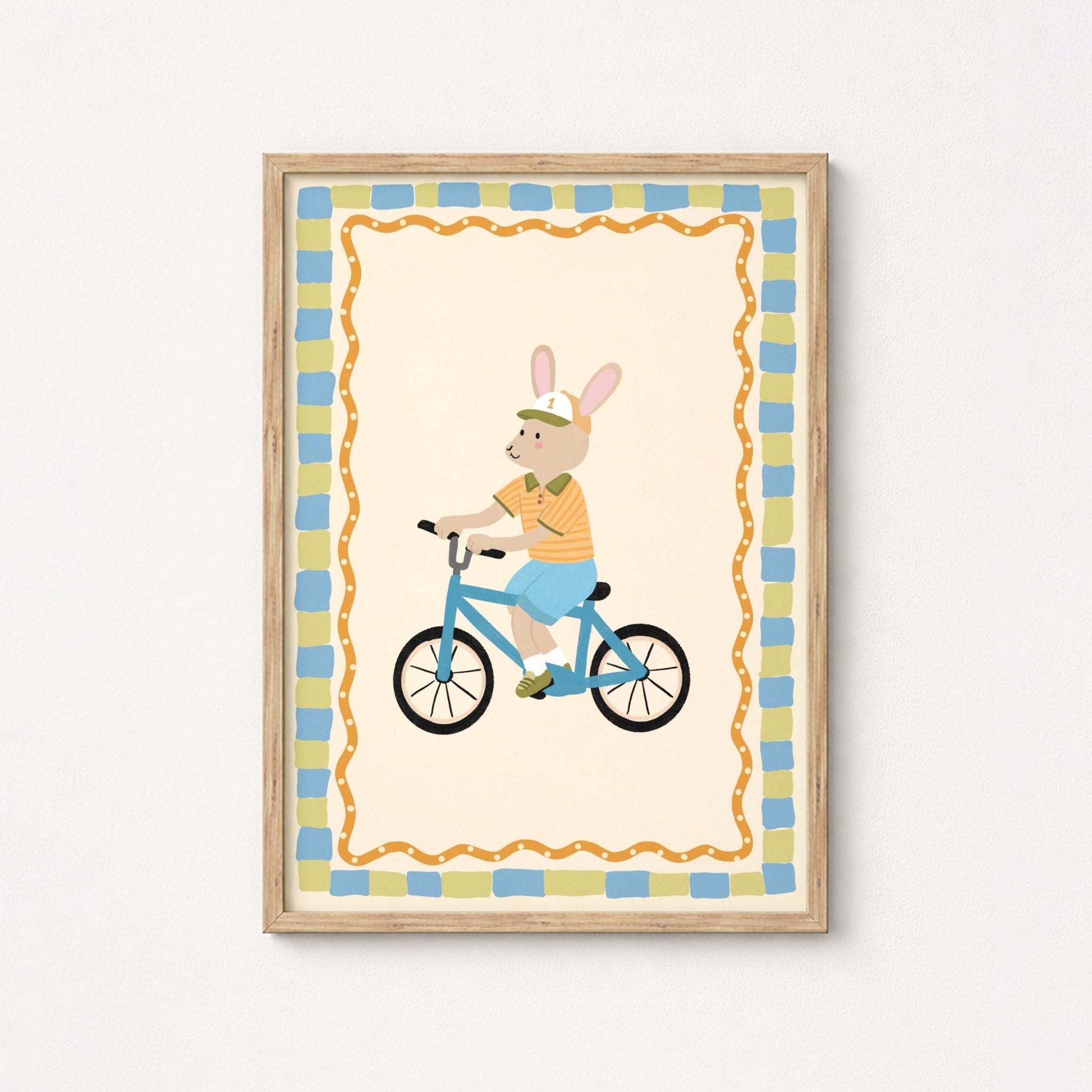 Bunny Bicycle Nursery Print