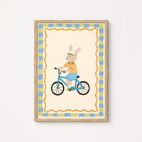 Bunny Bicycle Nursery Print