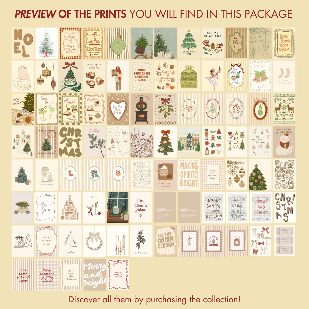 Handmade Minimal Christmas Decor, over 100 prints