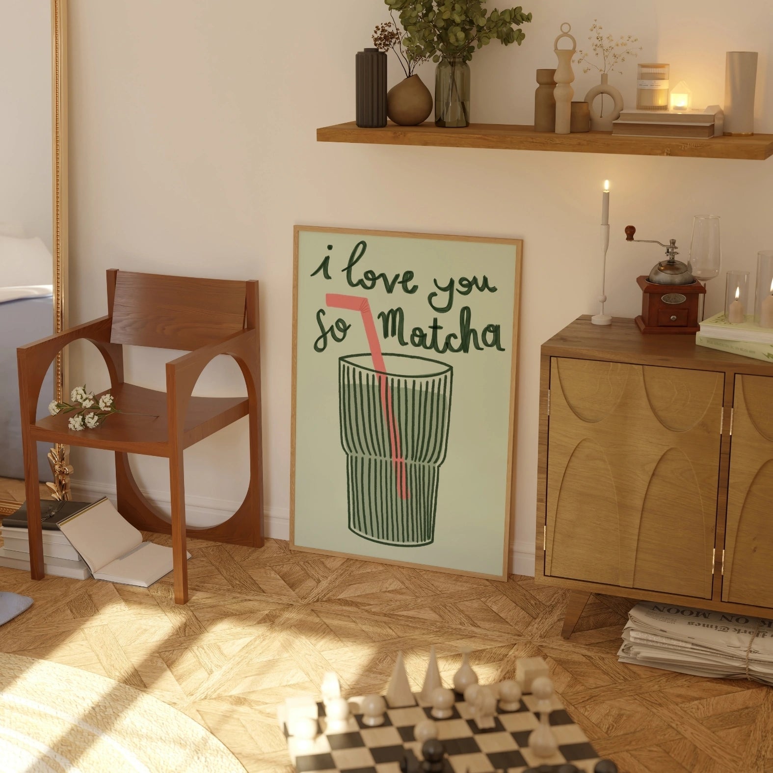 Retro Green Kitchen Poster, Kitchen Wall Decor