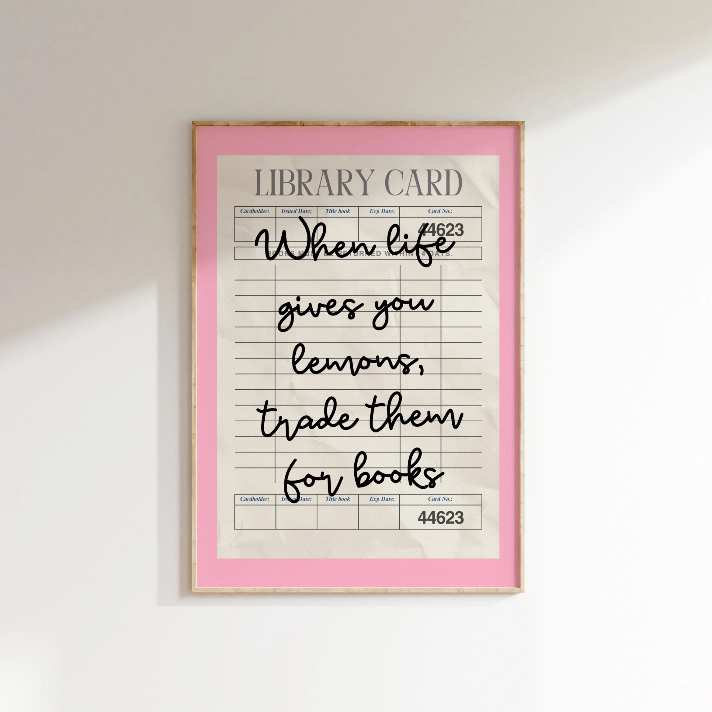 Lemons & Books Print – Vintage Library Card Wall Art