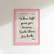 Trade Lemons for Books Library Card – Bookish Wall Art