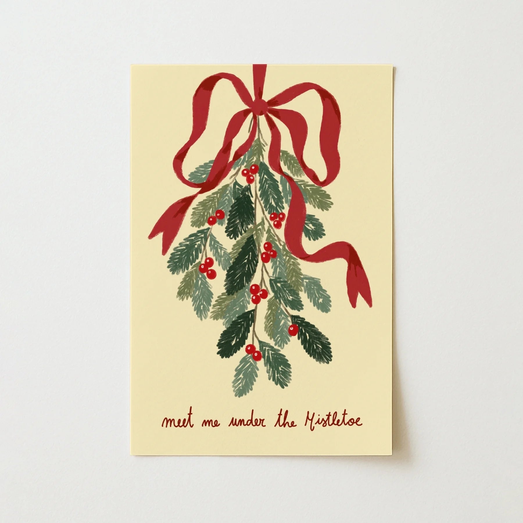 Christmas Mistletoe with Red Bow – Póster de Navidad