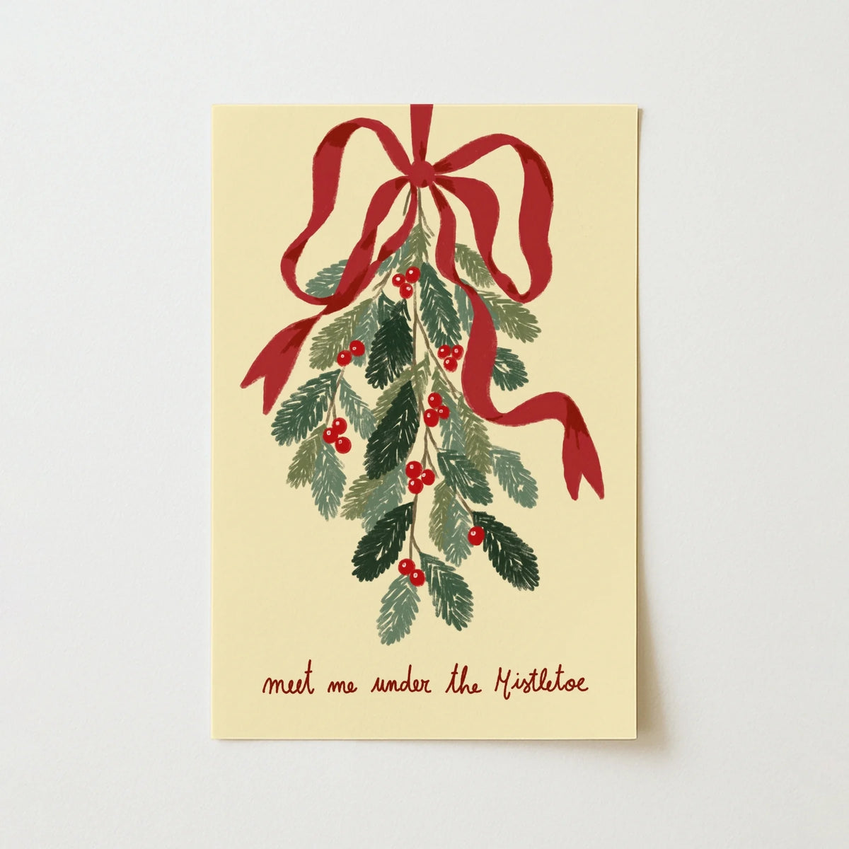 Christmas Mistletoe with Red Bow – Póster de Navidad
