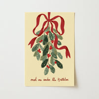 Christmas Mistletoe with Red Bow – Póster de Navidad