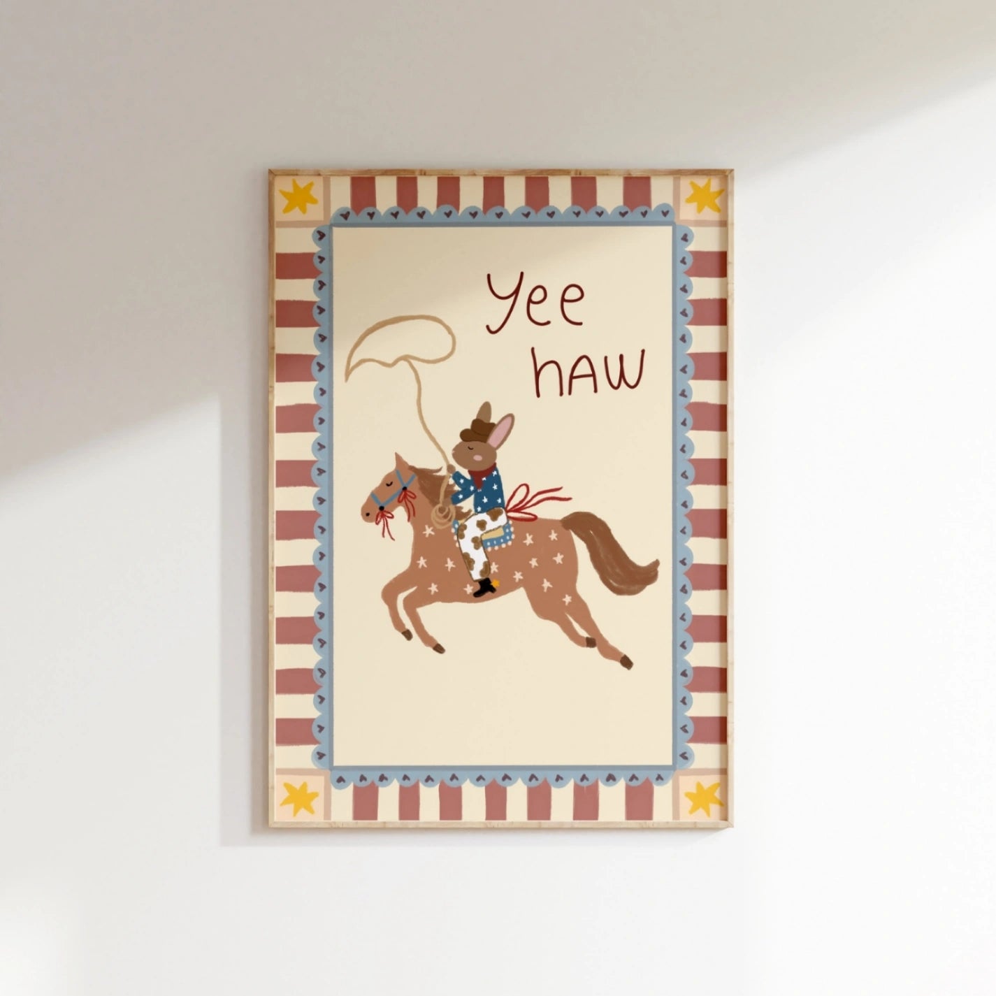 Cowboy Nursery Print Yee Haw, Whimsical Kids Decor