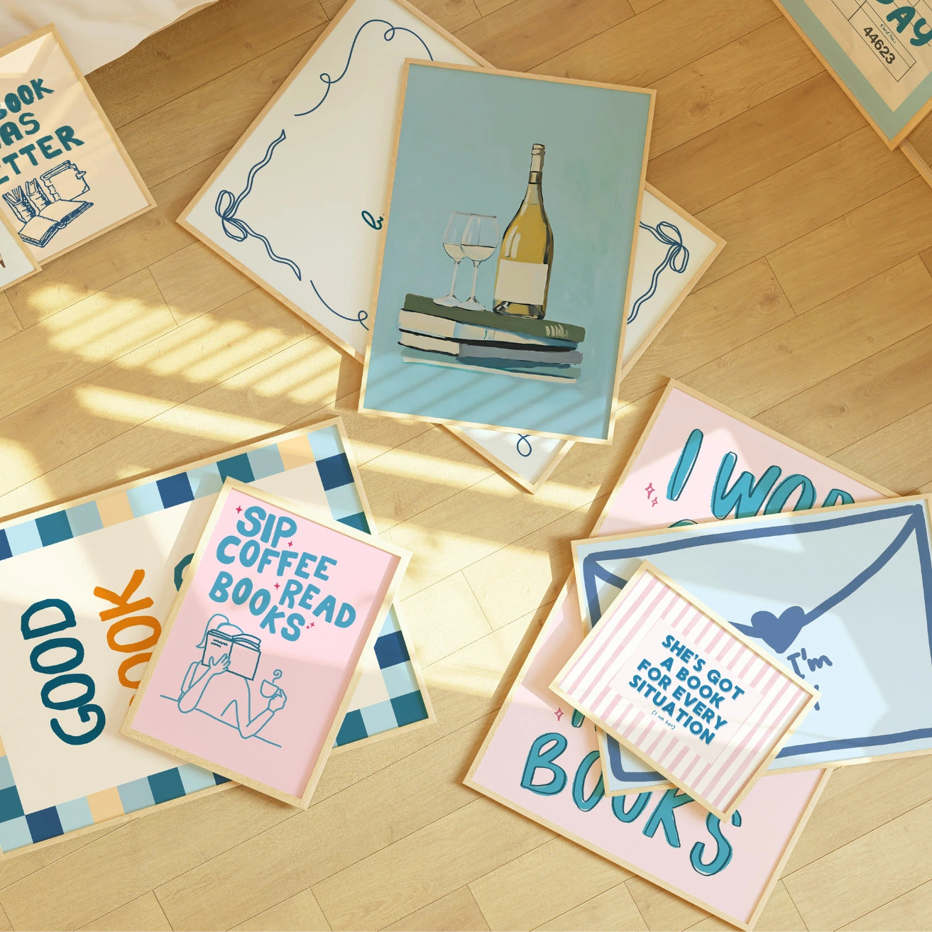 Handmade Blue Bookish Decor, over 100 prints