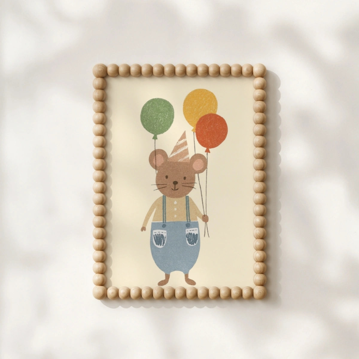Mouse with Balloons Nursery Print, Colorful Kids Decor