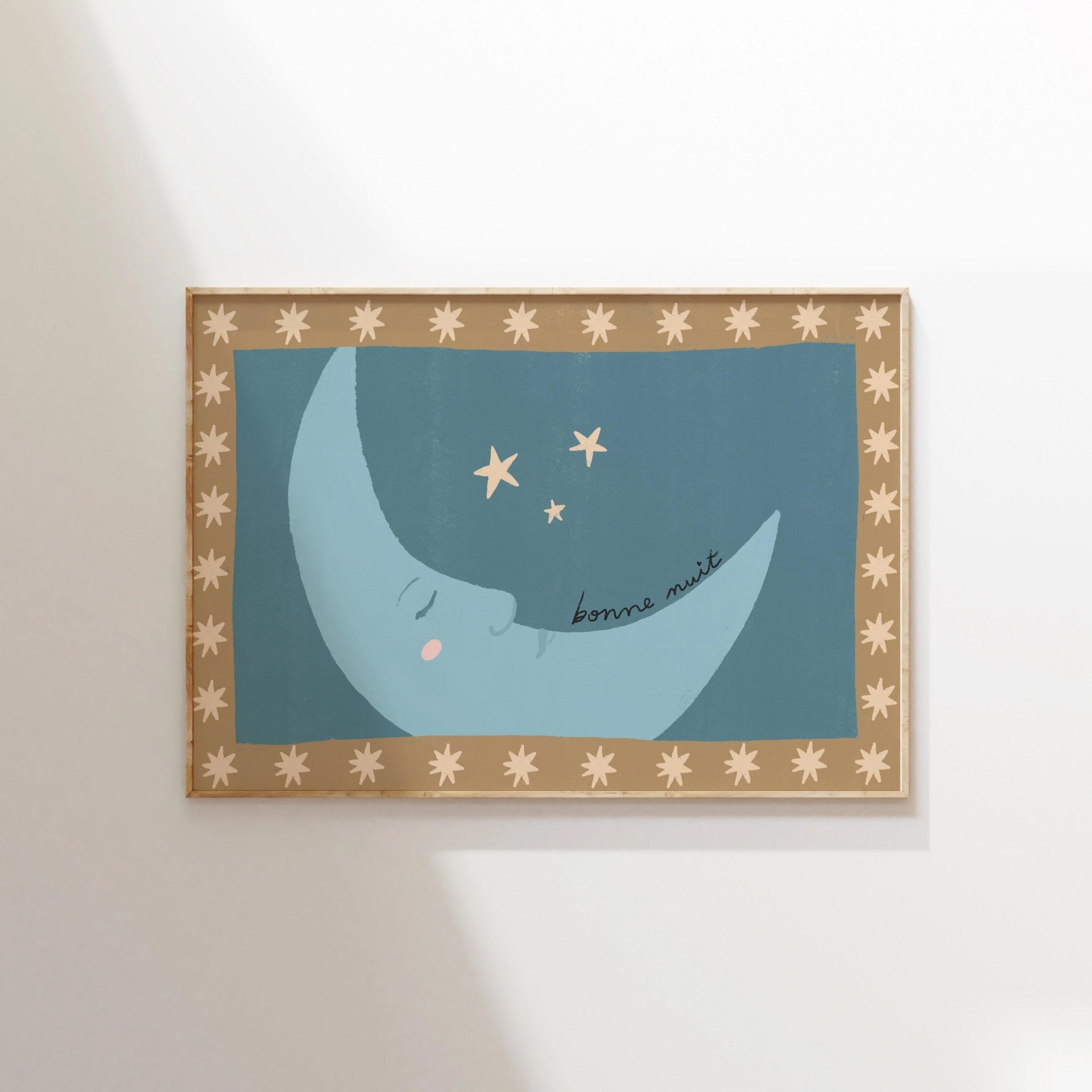 Bonne Nuit Moon Print, Vintage Nursery Decor