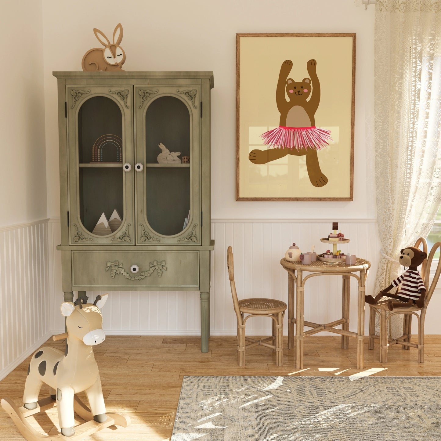 Dancing Bear Nursery Print – Cute Wall Art for Kids Room