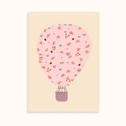 Pink Hot Air Balloon & Woodland Friends – Nursery & Kids Wall Art Set of 2