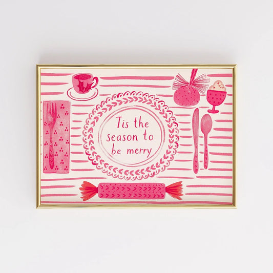 ’Tis the Season to Be Merry Print - Pink Christmas Kitchen Art