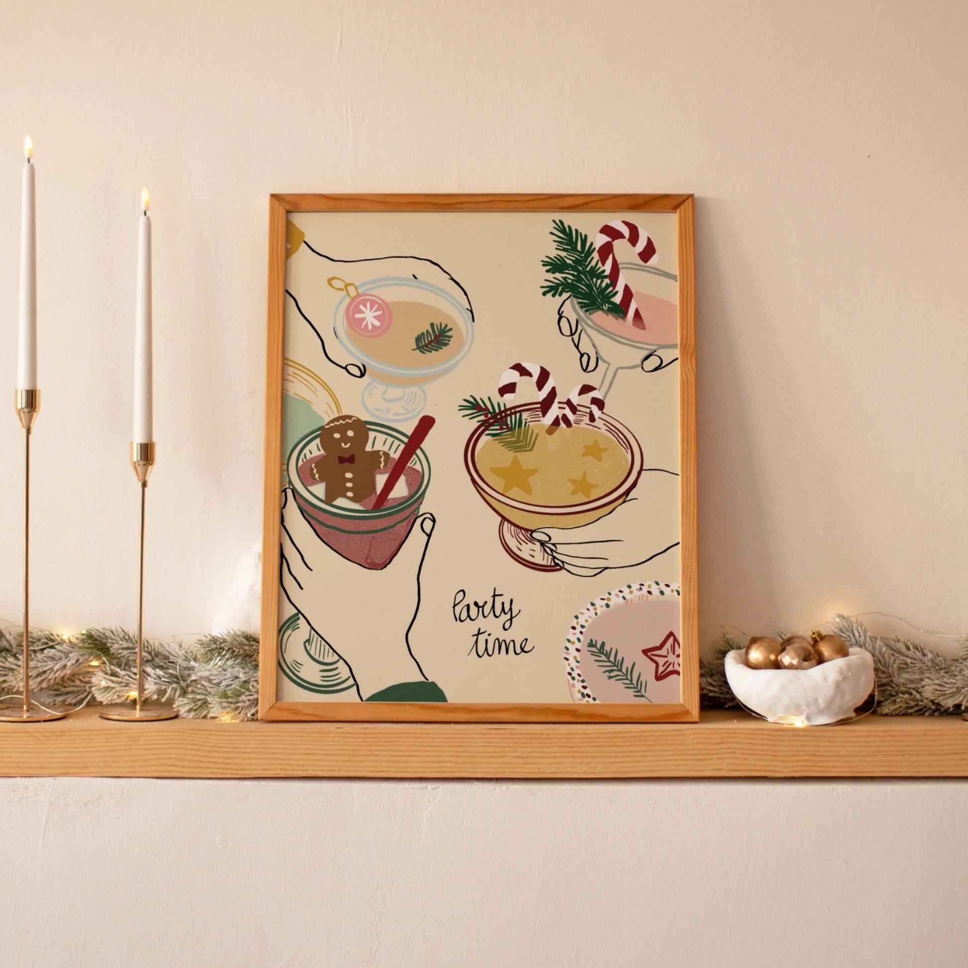 Stampa natalizia con vischio