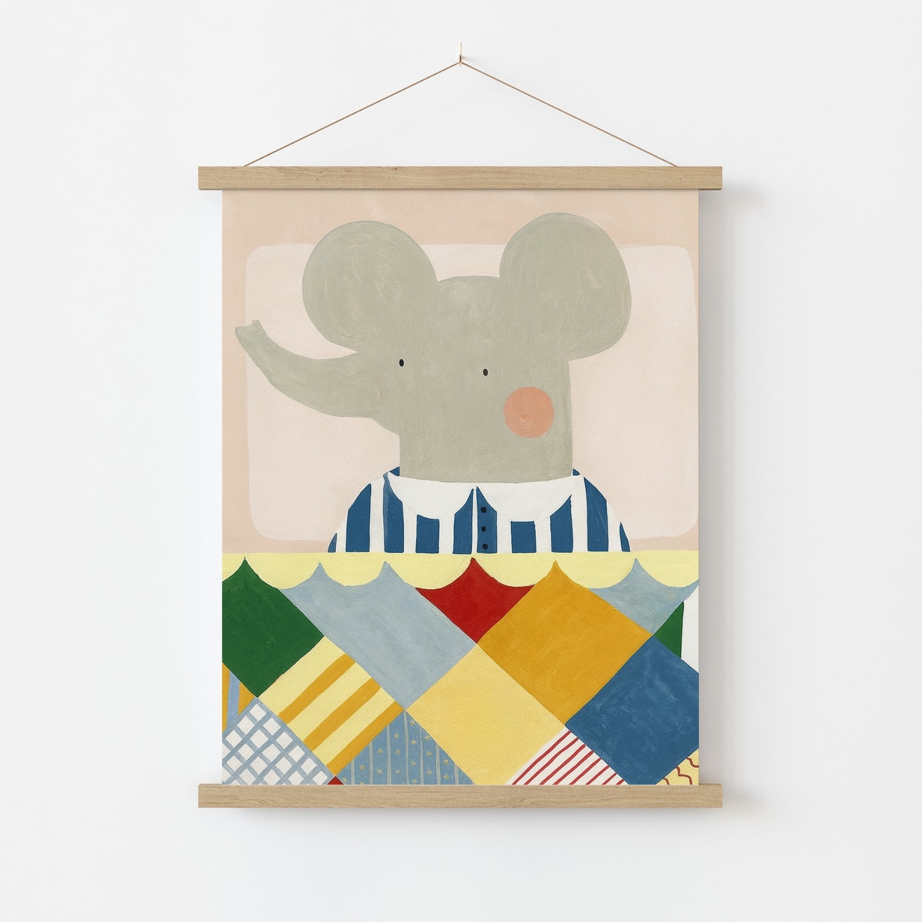 Stampa Elefante Nido - Simpatica Decorazione Murale Animale per Bambini, Arredamento Colorato per Bambini