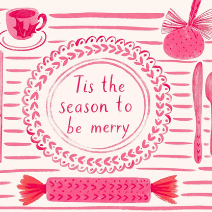 ’Tis the Season to Be Merry Print - Pink Christmas Kitchen Art