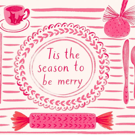 ’Tis the Season to Be Merry Print - Pink Christmas Kitchen Art