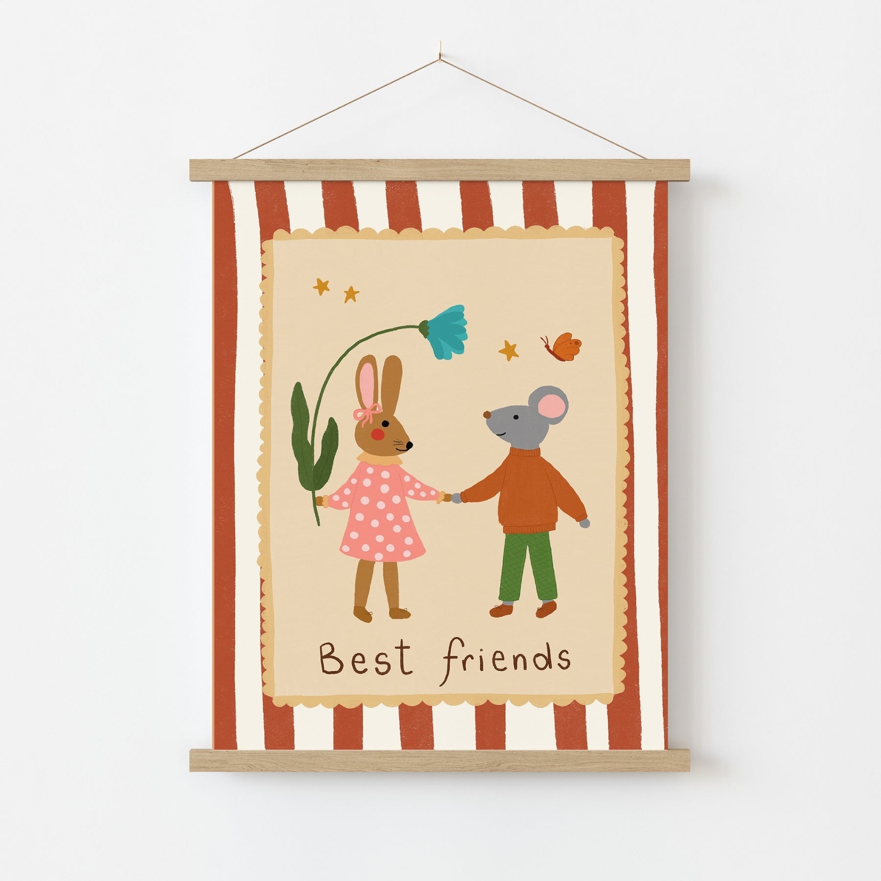 Arte murale Best Friends Bunny e Mouse - Stampa per cameretta degli animali