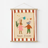 Arte murale Best Friends Bunny e Mouse - Stampa per cameretta degli animali